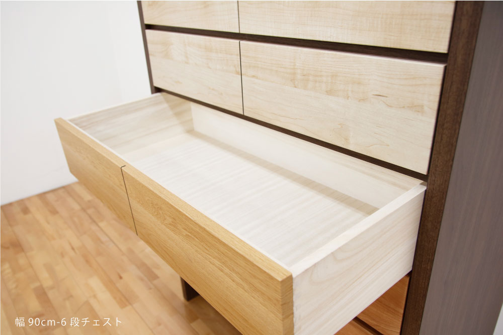丸田木工 ウッドチェスト 幅90-6段 ホワイト 完成品 d3535 CUBE 幅90-6段チェスト「キューブ」ホワイト・オーク・ウォールナット