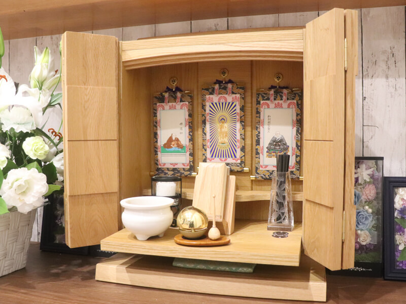 壁掛け仏壇 デコ(ホワイトオーク)+専用台セット
