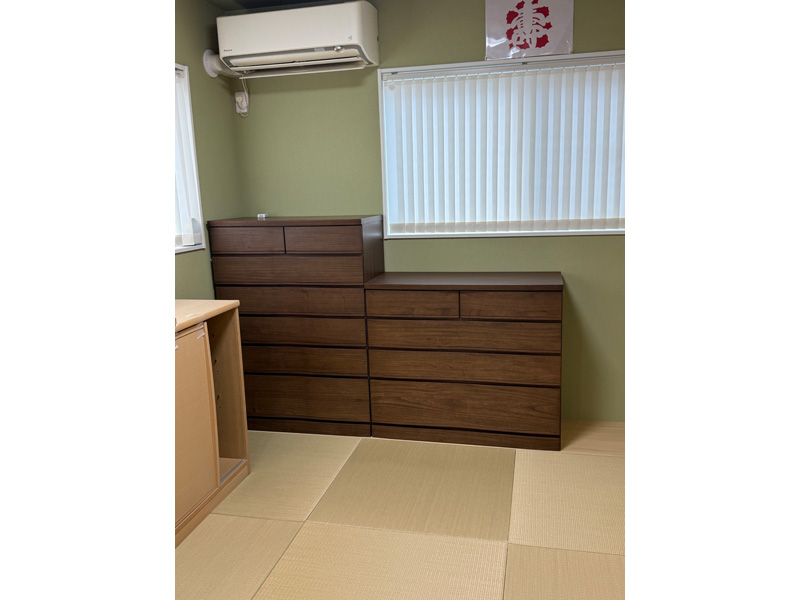 桐詞 幅102-4段チェスト ウォールナット、桐詞 幅88-6段チェスト ウォールナット